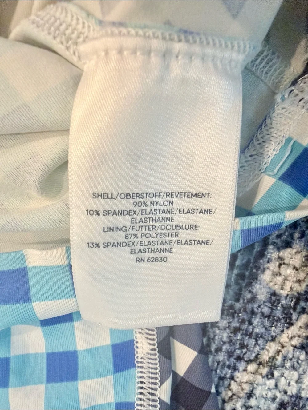 Draper James Blue and White Gingham Long-Sleeve Swim Shirt